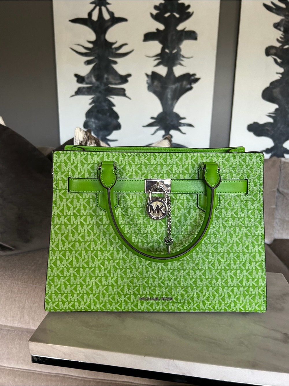 Michael Kors Lime Green MK Monogram Tote